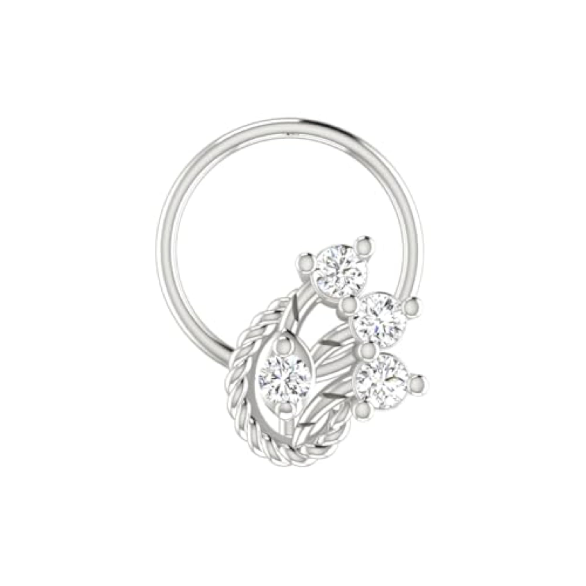 Women's 14Kt White Gold Stud Nosering